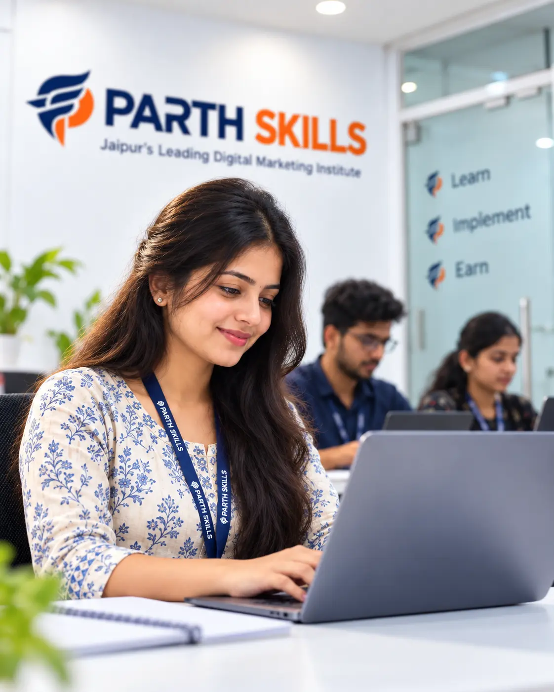 Students learning digital marketing at Parth Skills AI Institure in Jaipur