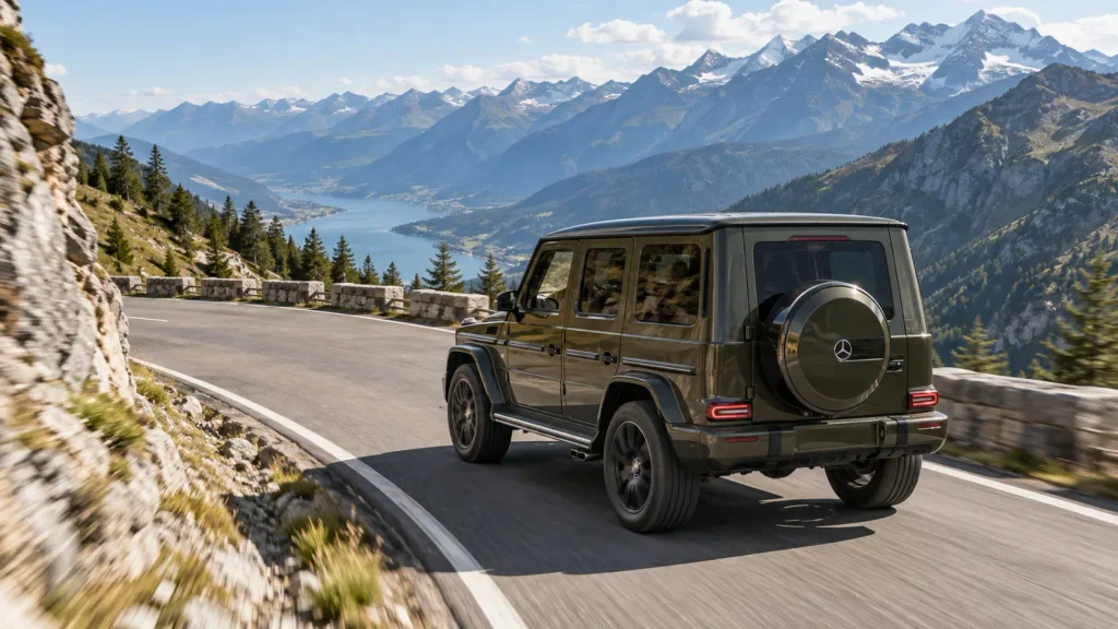 mercedes g-class mountain road drive 