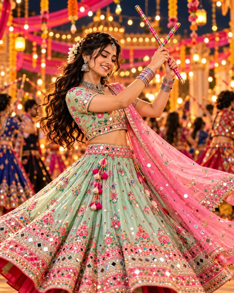 pastel mint and rose dandiya portrait