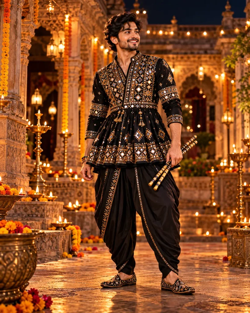 black and gold heritage garba portrait for men 