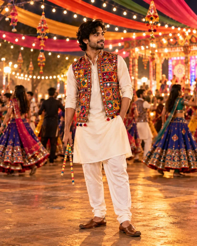 red and black high energy men's dandiya action 