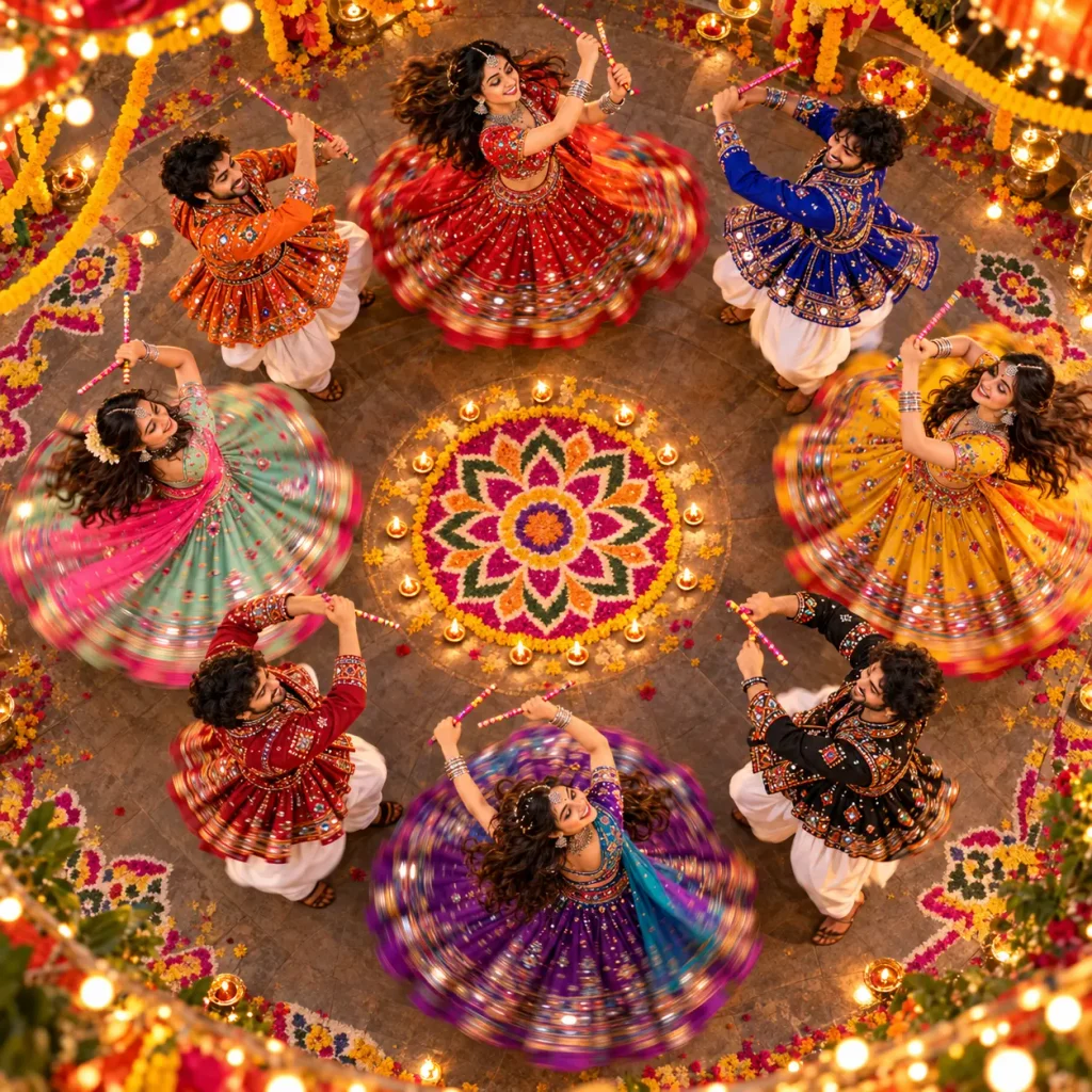 overhead rotating garba circle 