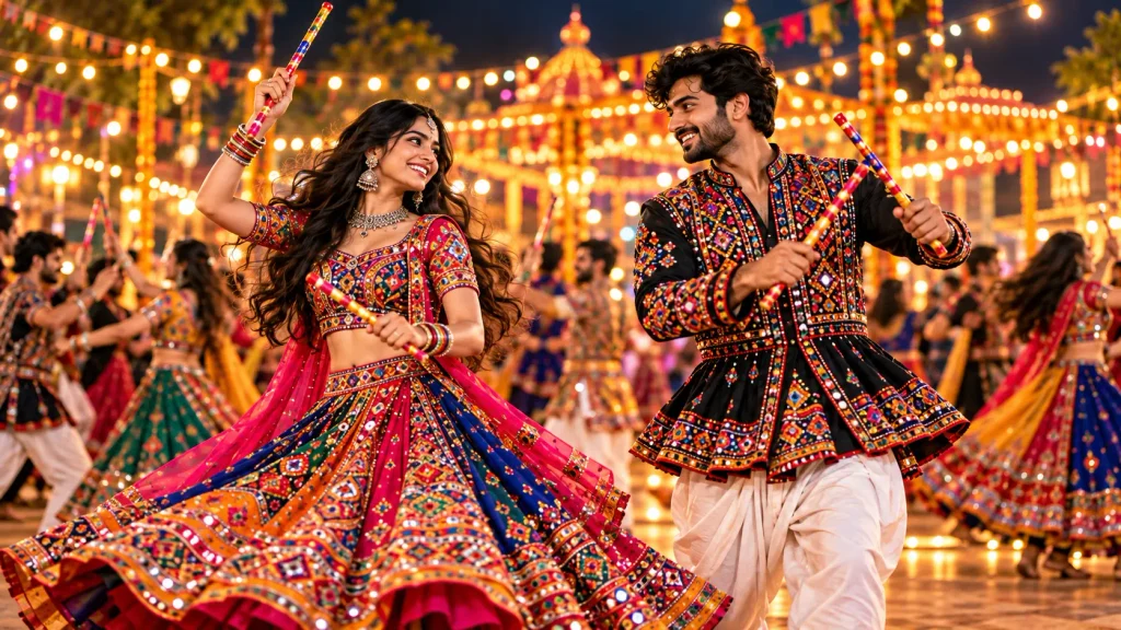 romantic dandiya couple photo prompt