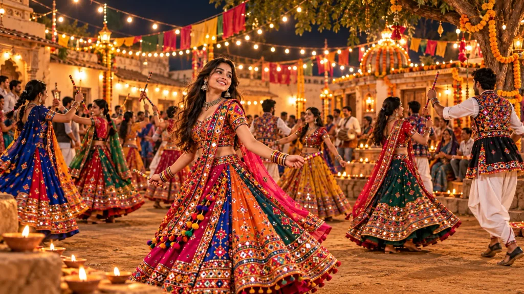 authentic village garba night photo prompt