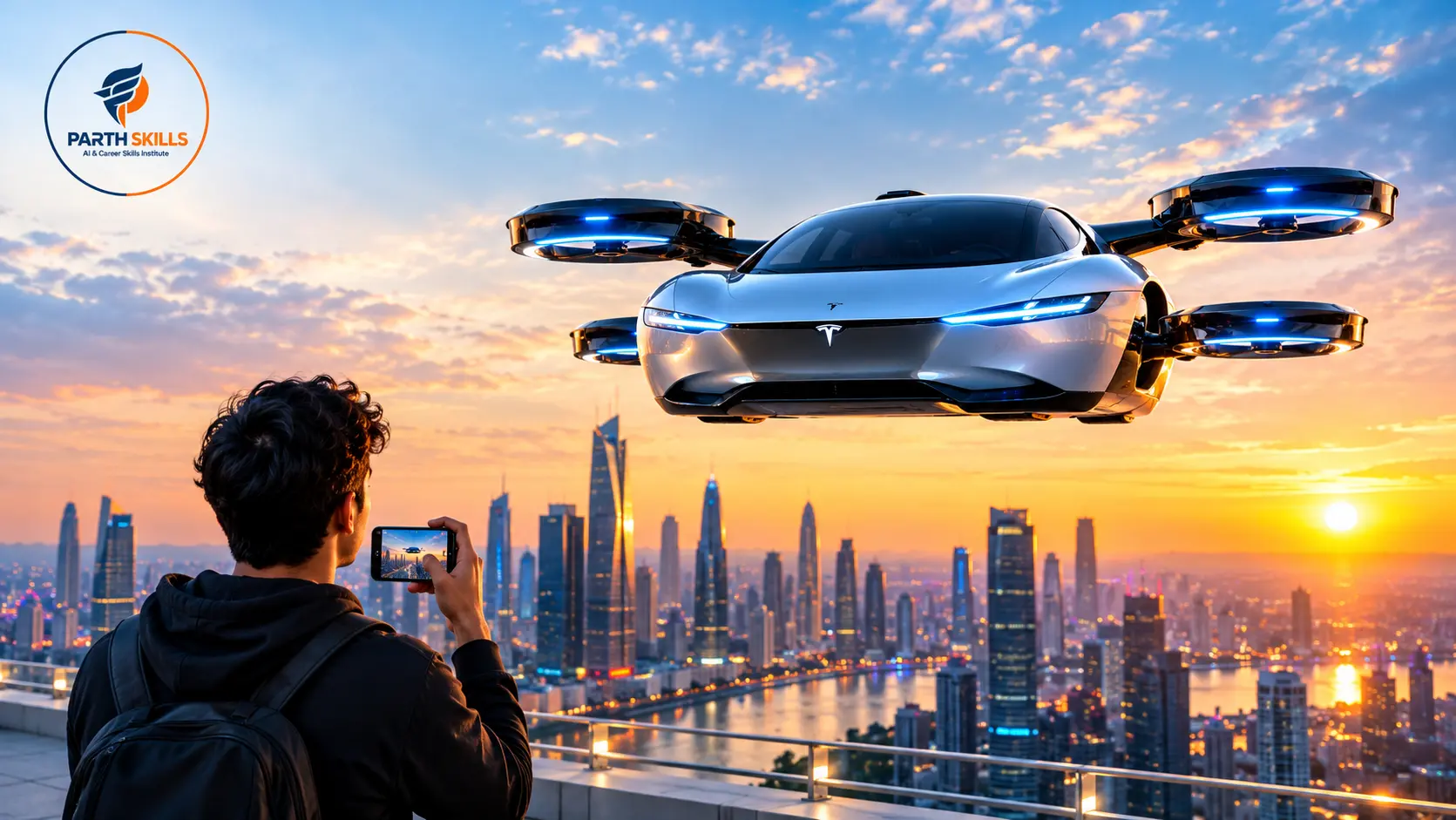 tesla flying car ai video prompt
